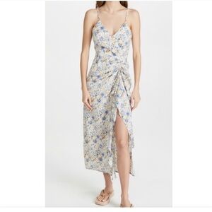 NWT En Saison Floral Midi Slip Dress Med Ruching Feminine Romantic Cottagecore